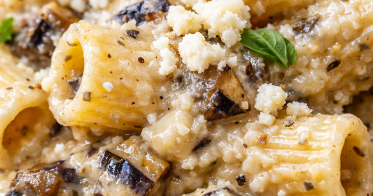 Pasta con crema di melanzane e ricotta: il primo piatto cremosissimo e profumato d’estate