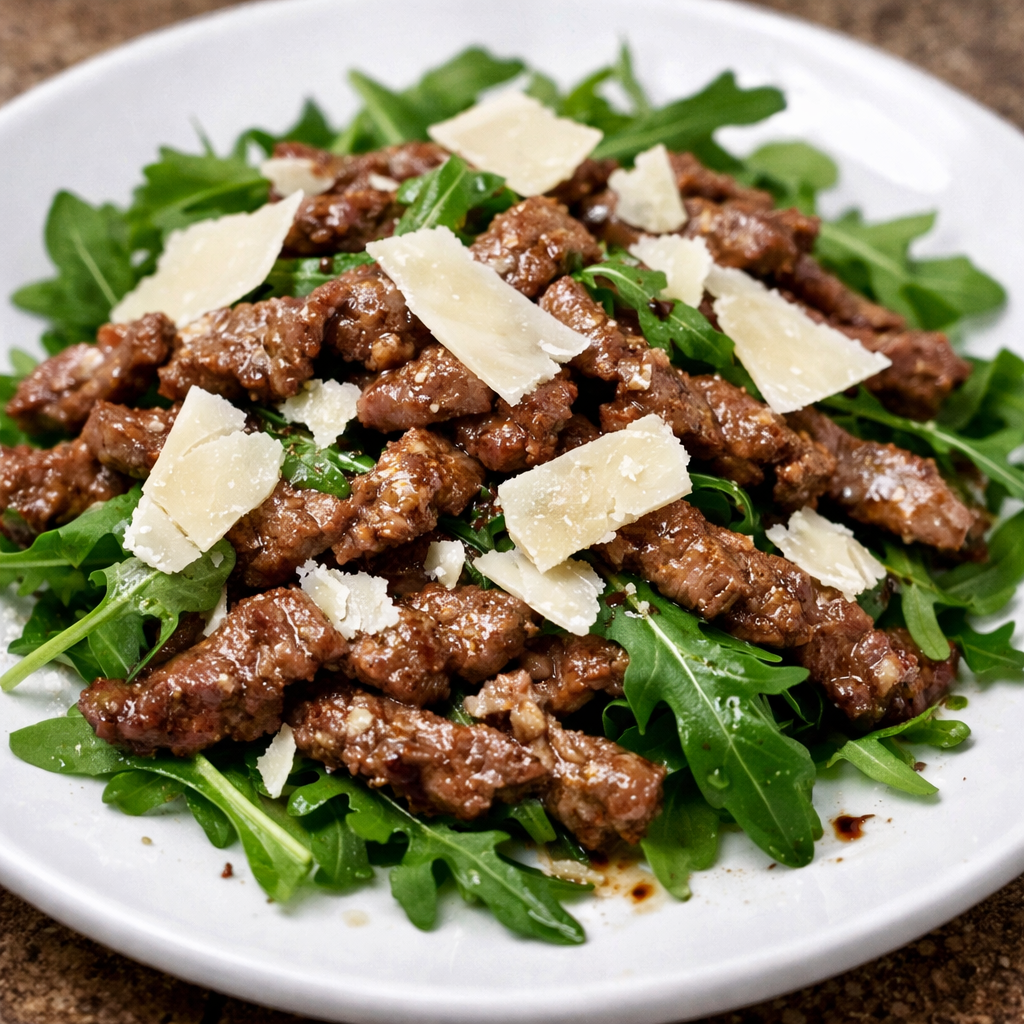 Straccetti di Manzo Rucola e Grana: Il Secondo Piatto Tenerissimo e Pronto in 10 Minuti