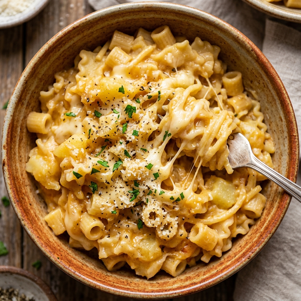 Pasta e patate con provola: la ricetta perfetta per un primo cremosissimo e filante