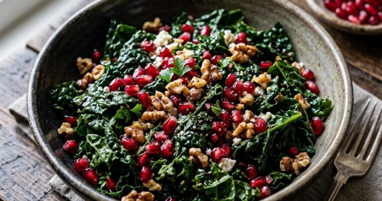 Insalata Tiepida di Cavolo Nero, Melagrana e Noci: Il Contorno Rustico che Conquista al Primo Boccone